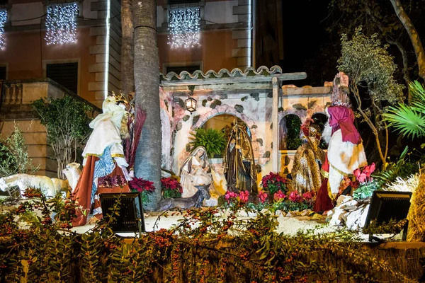 Presépio Noite Castelldefels Catalunha Espanha — Fotografia de Stock