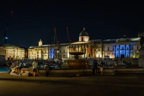 National Gallery Trafalgar Square Por Noche Londres Inglaterra Reino Unido — Foto de Stock