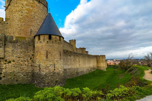 Befästa Medeltida Staden Carcassonne Frankrike — Stockfoto