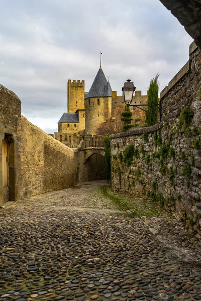 Ufortyfikowanego Średniowiecznego Miasta Carcassonne Francji — Zdjęcie stockowe