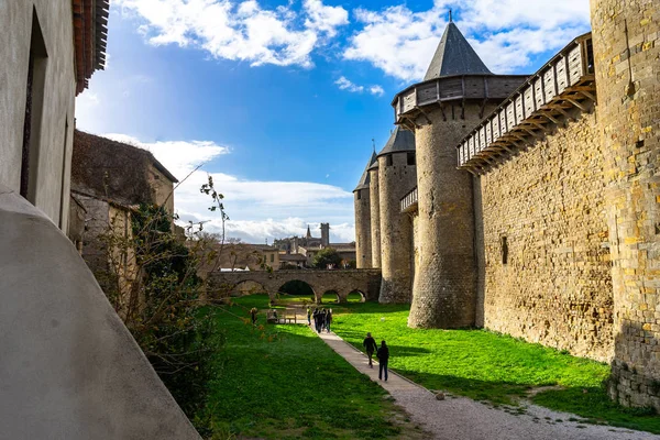 Ufortyfikowanego Średniowiecznego Miasta Carcassonne Francji — Zdjęcie stockowe