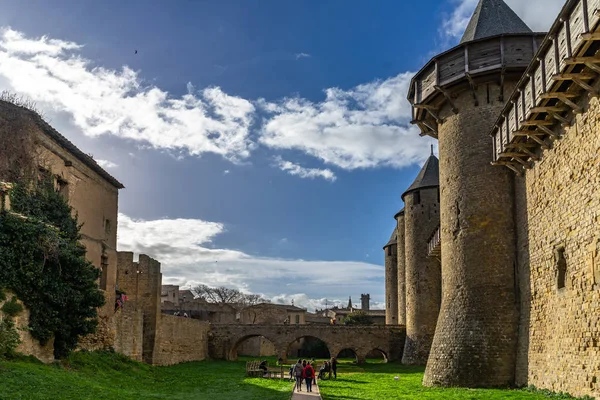 Befästa Medeltida Staden Carcassonne Frankrike — Stockfoto