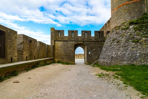 Erődített Város Carcassonne Középkori Franciaországban — Stock Fotó