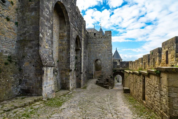 Erődített Város Carcassonne Középkori Franciaországban — Stock Fotó