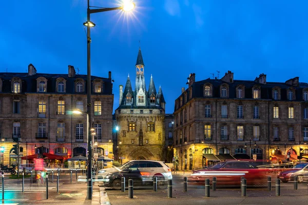 Porte Cailhau Nachts Bordeaux Frankrijk — Stockfoto