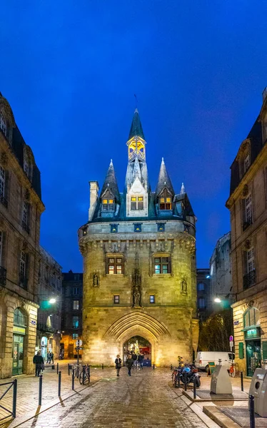 Porte Cailhau Noite Bordéus França — Fotografia de Stock