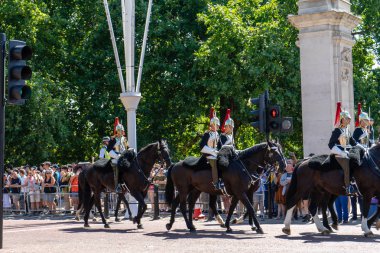 Londra, İngiltere 'deki Buckingham Sarayı muhafızları.