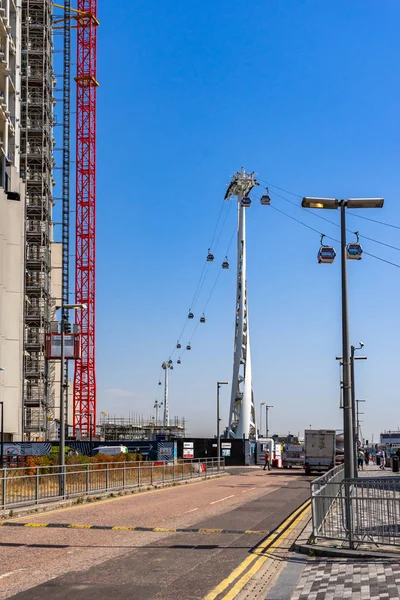 Emirates Air Line cable cars on thames river in London, UK