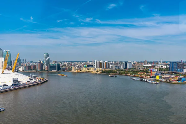 Emirates Air Line cable cars on thames river in London, UK