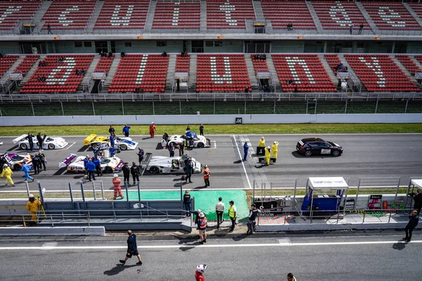 Klasyczne wyścigi wytrzymałościowe Grupa C w duchu Montjuic Barcelona obwód samochodu Pokaż — Zdjęcie stockowe