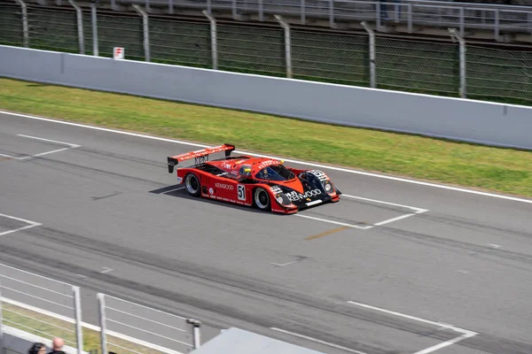 Porsche 962 Clássico grupo de corrida de resistência C em espírito montjuic Barcelona circuito carro show — Fotografia de Stock