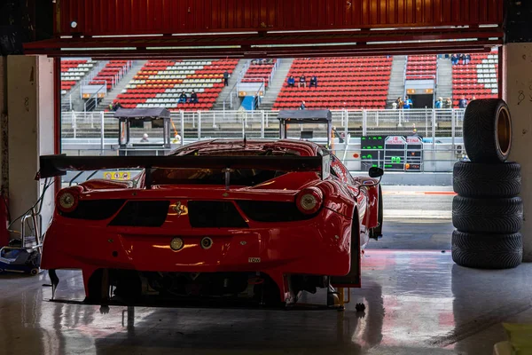 Ferrari 458 GTE v montjuické lihovině barcelonský automobilový show — Stock fotografie