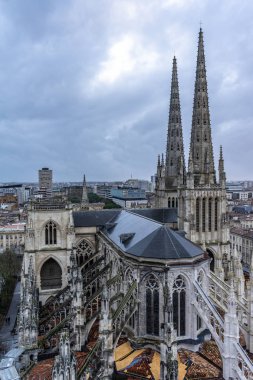 Fransa Bordeaux 'daki Katedral Saint Andre ve Pey Berland Kulesi