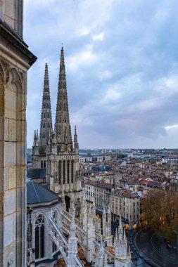 Fransa Bordeaux 'daki Katedral Saint Andre ve Pey Berland Kulesi