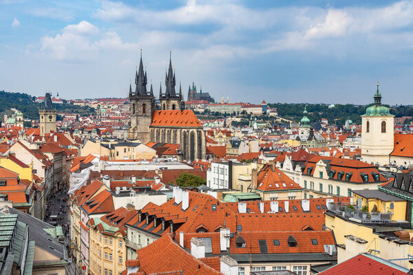 Architecture and landmark skyline of Prague in Czech Republic