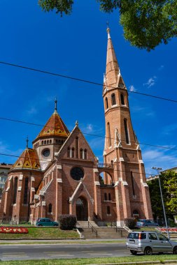 Macaristan Budapeşte 'deki Szilagyi Dezso Meydanı Reform Kilisesi