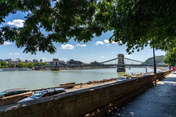 Szechenyi Hängbron Budapest Ungern — Stockfoto