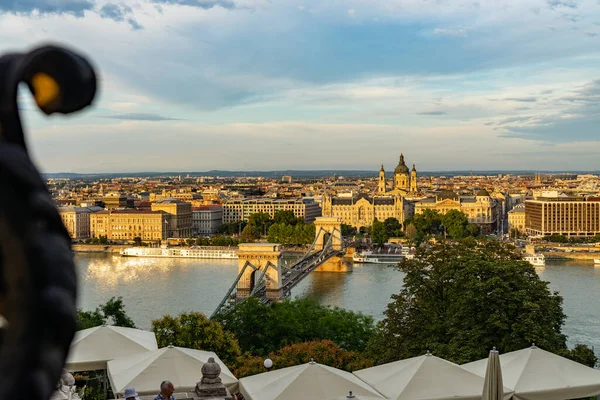 Kedjebro Över Donau Budapest Ungern — Stockfoto