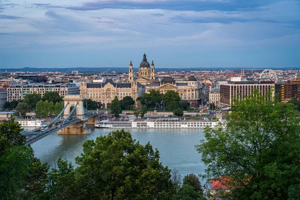 Kedjebro Över Donau Budapest Ungern — Stockfoto