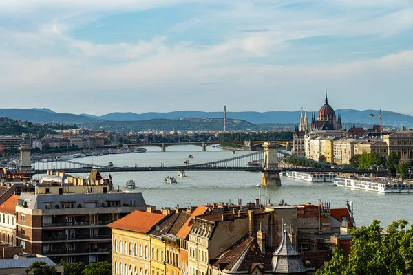 Széchenyi Lánchíd Budapest Magyarország — Stock Fotó