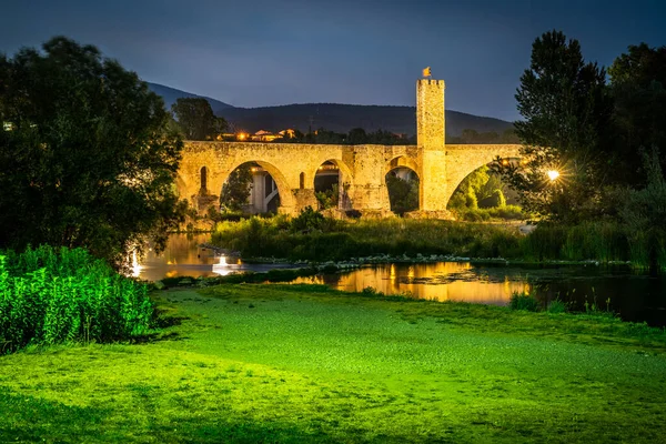 Paisagem Vila Medieval Besalu Catalunha Espanha — Fotografia de Stock