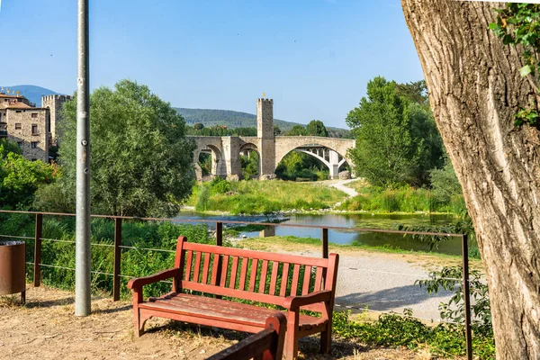 Μεσαιωνικό Χωριό Τοπίου Besalu Καταλονία Ισπανία — Φωτογραφία Αρχείου