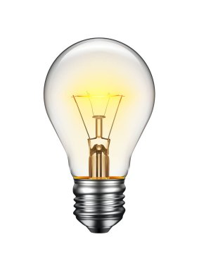 Glowing light bulb isolated on white background - 3D Rendering clipart