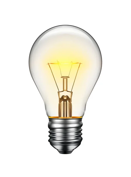 Glowing Light Bulb Isolated White Background Rendering — Stock Photo, Image