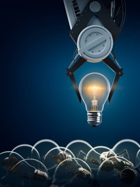 Pençe makinesi parlayan ampulü kaldırıyor - 3B Hazırlama