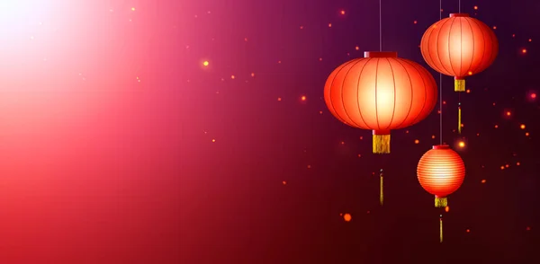 Capodanno Cinese Lanterne Cinesi Appese Rendering — Foto Stock