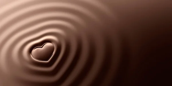 Belos Ondulações Forma Coração Superfície Chocolate — Fotografia de Stock