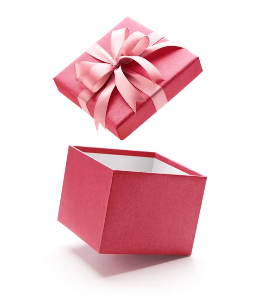 Pink Open Gift Box Isolated White Background Clipping Path Included — Stock Photo, Image