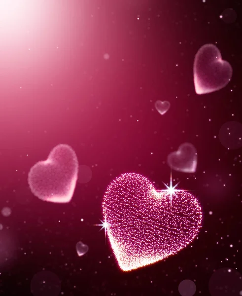 Hearts Glittering Background Rendering — Stock Photo, Image