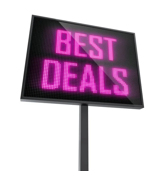 Best Deals Led Sign Isolated White Background Rendering — Stock Photo, Image