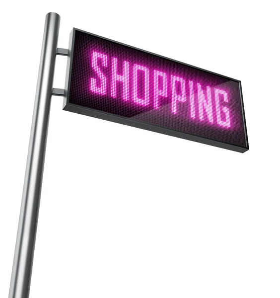 Shopping Ledd Skylt Isolerad Vit Bakgrund Rendering — Stockfoto