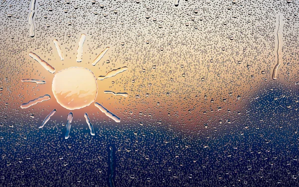 Water Drop Forming Sun Rendering — Stock Photo, Image