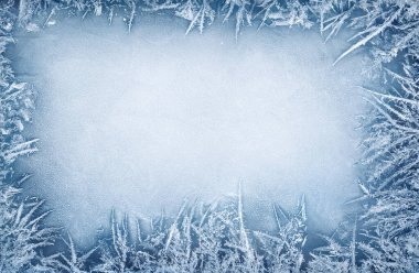 Buzdaki buz kristali sınırı - Noel arkaplanı