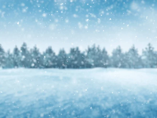 Winter Background Snow Trees Blur Landscape Rendering — Stock Photo, Image