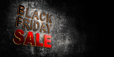 Koyu arka planda Kara Cuma İndirimi - 3D Hazırlama