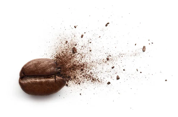 Coffee Powder Burst Coffee Bean Isolated White Background — Stock Photo, Image