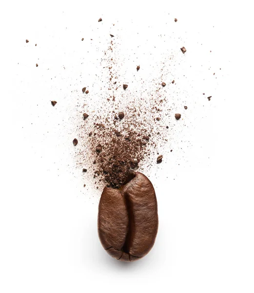 Coffee Powder Burst Coffee Bean Isolated White Background — Stock Photo, Image