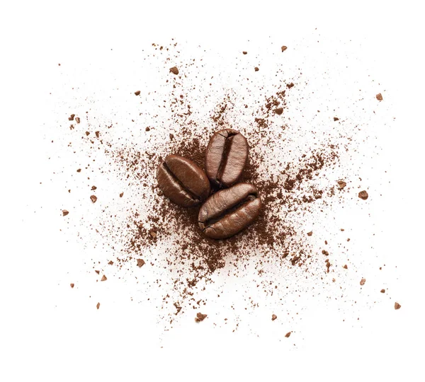Shattered Coffee Powder Isolated White Background — Stock Photo, Image