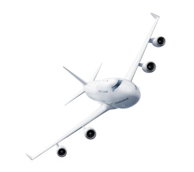 Beyaz zemin üzerinde izole edilmiş uçak - 3B oluşturma