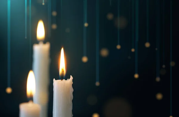 Candele Con Luci Sospese Backgorund — Foto Stock