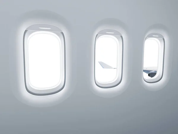 Görünüm Için Uçak Pencereleri Kırpma Yolu Eklenmiştir Oluşturma — Stok fotoğraf