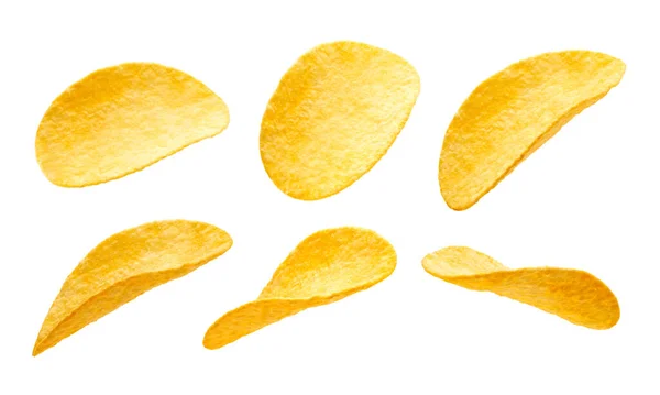 Potatis Chips Isolerad Vit Bakgrund — Stockfoto