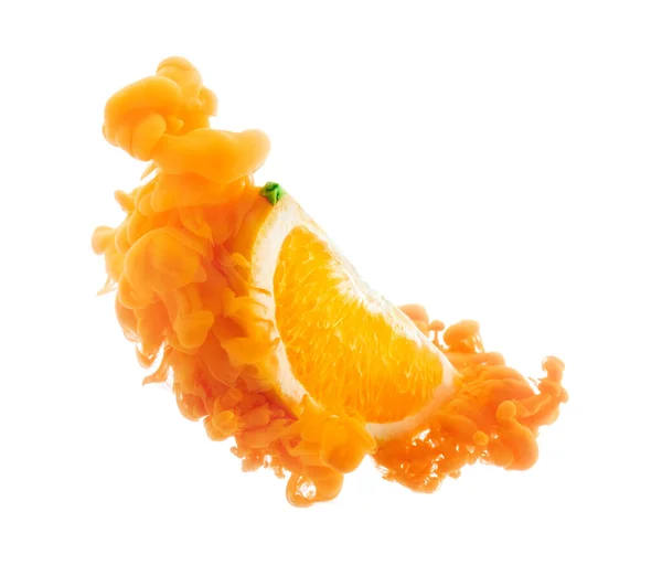 Narancs Gyümölcs Tinta Izolált Felett Fehér Háttér — Stock Fotó