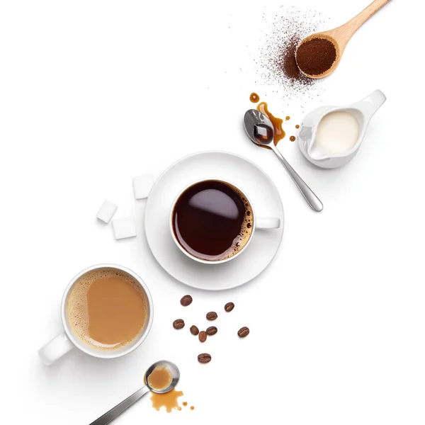 Top View Different Types Coffee Ingredients Arranged Nicely — Stock Photo, Image
