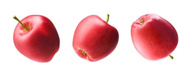 Beyaz arkaplanda izole edilmiş kırmızı elmanın farklı açısı