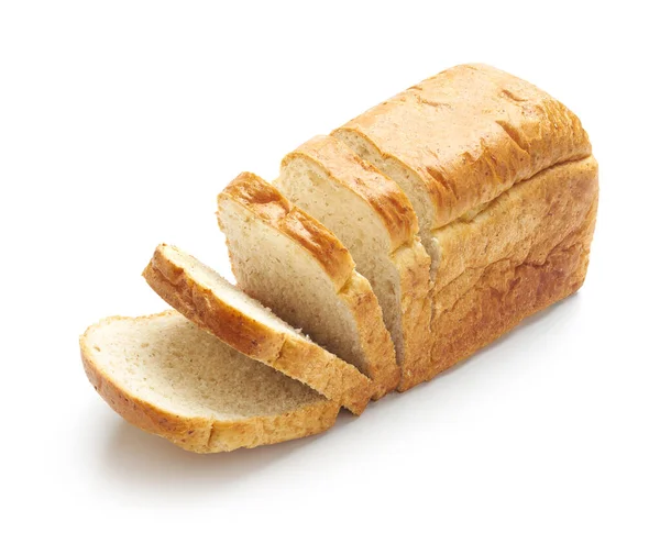 白い背景に隔離されたスライスしたパン — ストック写真